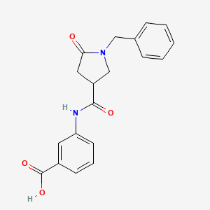 molecular formula C19H18N2O4 B4156626 3-{[(1-benzyl-5-oxo-3-pyrrolidinyl)carbonyl]amino}benzoic acid 