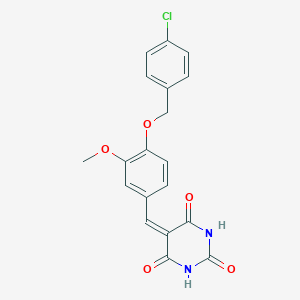 molecular formula C19H15ClN2O5 B415663 5-[4-(4-Chloro-benzyloxy)-3-methoxy-benzylidene]-pyrimidine-2,4,6-trione 
