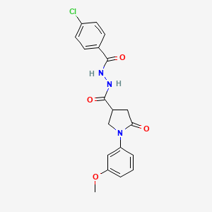 molecular formula C19H18ClN3O4 B4156644 N'-[(4-chlorophenyl)carbonyl]-1-(3-methoxyphenyl)-5-oxopyrrolidine-3-carbohydrazide 