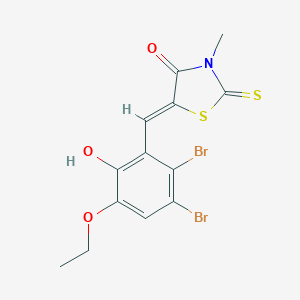 molecular formula C13H11Br2NO3S2 B415665 5-(2,3-Dibromo-5-ethoxy-6-hydroxybenzylidene)-3-methyl-2-thioxo-1,3-thiazolidin-4-one 