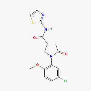 molecular formula C15H14ClN3O3S B4156693 1-(5-chloro-2-methoxyphenyl)-5-oxo-N-(1,3-thiazol-2-yl)pyrrolidine-3-carboxamide 