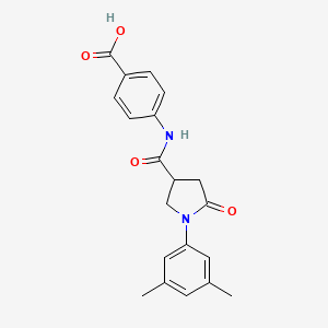 molecular formula C20H20N2O4 B4156756 4-({[1-(3,5-dimethylphenyl)-5-oxo-3-pyrrolidinyl]carbonyl}amino)benzoic acid 