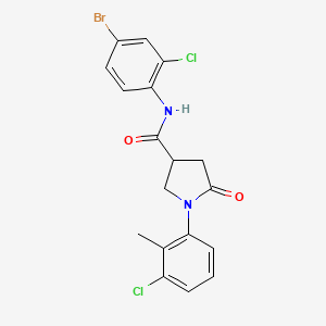 molecular formula C18H15BrCl2N2O2 B4156774 N-(4-bromo-2-chlorophenyl)-1-(3-chloro-2-methylphenyl)-5-oxopyrrolidine-3-carboxamide 