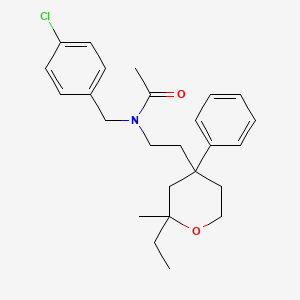 molecular formula C25H32ClNO2 B4156825 N-[(4-chlorophenyl)methyl]-N-[2-(2-ethyl-2-methyl-4-phenyloxan-4-yl)ethyl]acetamide 