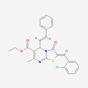 molecular formula C25H21ClN2O3S B415683 ethyl 2-(2-chlorobenzylidene)-7-methyl-3-oxo-5-(2-phenylvinyl)-2,3-dihydro-5H-[1,3]thiazolo[3,2-a]pyrimidine-6-carboxylate 