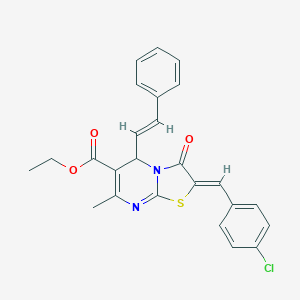 molecular formula C25H21ClN2O3S B415684 ethyl 2-(4-chlorobenzylidene)-7-methyl-3-oxo-5-(2-phenylvinyl)-2,3-dihydro-5H-[1,3]thiazolo[3,2-a]pyrimidine-6-carboxylate 
