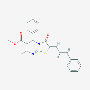 molecular formula C24H20N2O3S B415685 methyl 7-methyl-3-oxo-5-phenyl-2-(3-phenyl-2-propenylidene)-2,3-dihydro-5H-[1,3]thiazolo[3,2-a]pyrimidine-6-carboxylate 