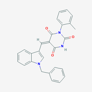 molecular formula C27H21N3O3 B415688 5-(1-Benzyl-1H-indol-3-ylmethylene)-1-o-tolyl-pyrimidine-2,4,6-trione 