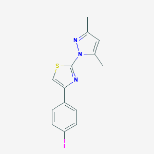 molecular formula C14H12IN3S B415689 2-(3,5-dimethyl-1H-pyrazol-1-yl)-4-(4-iodophenyl)-1,3-thiazole 