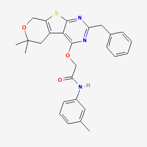 molecular formula C27H27N3O3S B4156892 2-[(5-benzyl-12,12-dimethyl-11-oxa-8-thia-4,6-diazatricyclo[7.4.0.02,7]trideca-1(9),2,4,6-tetraen-3-yl)oxy]-N-(3-methylphenyl)acetamide 