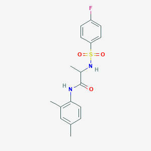 molecular formula C17H19FN2O3S B4156939 N-(2,4-dimethylphenyl)-2-[(4-fluorophenyl)sulfonylamino]propanamide 