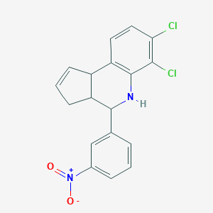 molecular formula C18H14Cl2N2O2 B415694 6,7-dichloro-4-{3-nitrophenyl}-3a,4,5,9b-tetrahydro-3H-cyclopenta[c]quinoline 