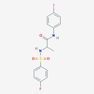 molecular formula C15H14FIN2O3S B4156941 2-[(4-fluorophenyl)sulfonylamino]-N-(4-iodophenyl)propanamide 