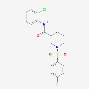 molecular formula C18H18ClFN2O3S B4156961 N-(2-chlorophenyl)-1-[(4-fluorophenyl)sulfonyl]-3-piperidinecarboxamide 