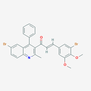 molecular formula C27H21Br2NO3 B415698 (E)-1-(6-bromo-2-methyl-4-phenylquinolin-3-yl)-3-(3-bromo-4,5-dimethoxyphenyl)prop-2-en-1-one CAS No. 353253-23-3