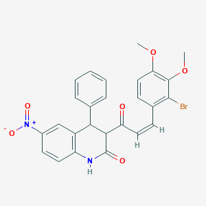 molecular formula C26H21BrN2O6 B415700 3-[3-(2-bromo-3,4-dimethoxyphenyl)acryloyl]-6-nitro-4-phenyl-3,4-dihydro-2(1H)-quinolinone 