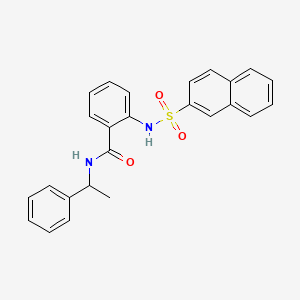 molecular formula C25H22N2O3S B4157048 2-[(2-naphthylsulfonyl)amino]-N-(1-phenylethyl)benzamide 