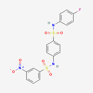 molecular formula C18H14FN3O6S2 B4157049 N-(4-{[(4-fluorophenyl)amino]sulfonyl}phenyl)-3-nitrobenzenesulfonamide 