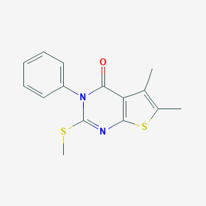 molecular formula C15H14N2OS2 B415705 5,6-dimethyl-2-(methylsulfanyl)-3-phenylthieno[2,3-d]pyrimidin-4(3H)-one 