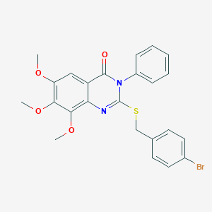 molecular formula C24H21BrN2O4S B415709 2-[(4-bromobenzyl)sulfanyl]-6,7,8-trimethoxy-3-phenyl-4(3H)-quinazolinone 