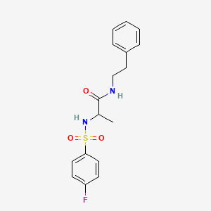 molecular formula C17H19FN2O3S B4157093 2-[(4-fluorophenyl)sulfonylamino]-N-(2-phenylethyl)propanamide 