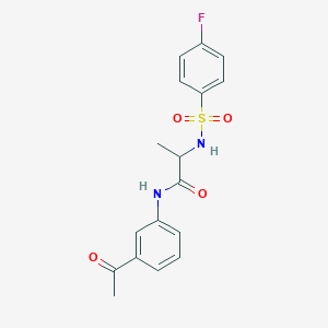 molecular formula C17H17FN2O4S B4157133 N-(3-acetylphenyl)-2-[(4-fluorophenyl)sulfonylamino]propanamide 