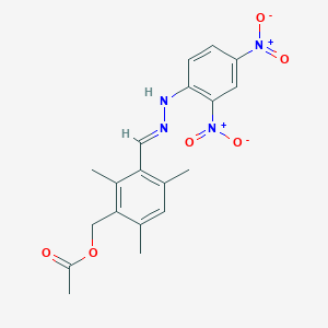 molecular formula C19H20N4O6 B415719 3-(2-{2,4-Bisnitrophenyl}carbohydrazonoyl)-2,4,6-trimethylbenzyl acetate 