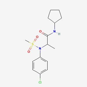 molecular formula C15H21ClN2O3S B4157210 N~2~-(4-chlorophenyl)-N~1~-cyclopentyl-N~2~-(methylsulfonyl)alaninamide 