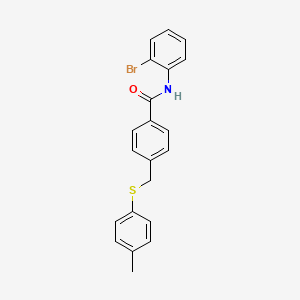 molecular formula C21H18BrNOS B4157220 N-(2-bromophenyl)-4-{[(4-methylphenyl)thio]methyl}benzamide 