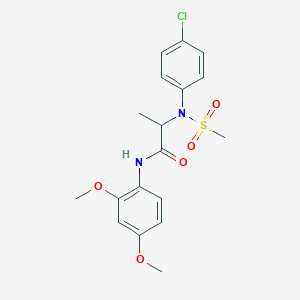 molecular formula C18H21ClN2O5S B4157232 N~2~-(4-chlorophenyl)-N~1~-(2,4-dimethoxyphenyl)-N~2~-(methylsulfonyl)alaninamide 