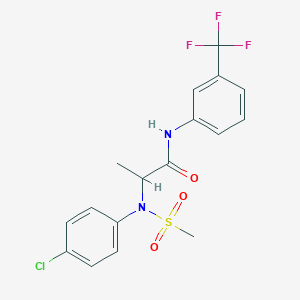 molecular formula C17H16ClF3N2O3S B4157282 N~2~-(4-chlorophenyl)-N~2~-(methylsulfonyl)-N~1~-[3-(trifluoromethyl)phenyl]alaninamide 