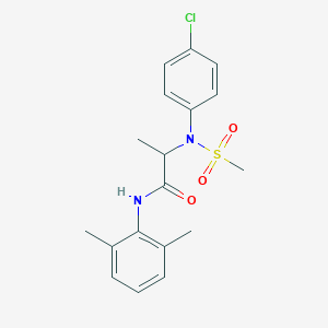 molecular formula C18H21ClN2O3S B4157290 N~2~-(4-chlorophenyl)-N~1~-(2,6-dimethylphenyl)-N~2~-(methylsulfonyl)alaninamide 