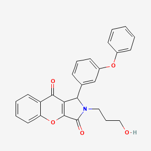 molecular formula C26H21NO5 B4157339 2-(3-hydroxypropyl)-1-(3-phenoxyphenyl)-1,2-dihydrochromeno[2,3-c]pyrrole-3,9-dione 