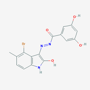 N'-(4-bromo-5-methyl-2-oxo-1,2-dihydro-3H-indol-3-ylidene)-3,5-dihydroxybenzohydrazide