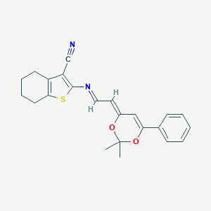 2-{[2-(2,2-dimethyl-6-phenyl-4H-1,3-dioxin-4-ylidene)ethylidene]amino}-4,5,6,7-tetrahydro-1-benzothiophene-3-carbonitrile