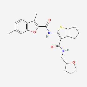 molecular formula C24H26N2O4S B4157425 3,6-dimethyl-N-(3-{[(tetrahydro-2-furanylmethyl)amino]carbonyl}-5,6-dihydro-4H-cyclopenta[b]thien-2-yl)-1-benzofuran-2-carboxamide 