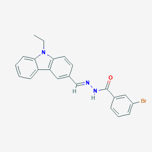 molecular formula C22H18BrN3O B415743 3-Bromo-benzoic acid (9-ethyl-9H-carbazol-3-ylmethylene)-hydrazide 