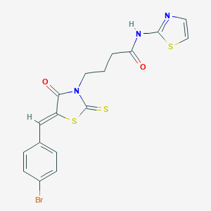 molecular formula C17H14BrN3O2S3 B415746 4-[5-(4-bromobenzylidene)-4-oxo-2-thioxo-1,3-thiazolidin-3-yl]-N-(1,3-thiazol-2-yl)butanamide CAS No. 304894-11-9