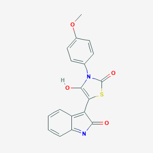 molecular formula C18H12N2O4S B415747 (E)-3-(4-methoxyphenyl)-5-(2-oxoindolin-3-ylidene)thiazolidine-2,4-dione CAS No. 301160-45-2