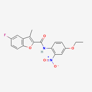 molecular formula C18H15FN2O5 B4157501 N-(4-ethoxy-2-nitrophenyl)-5-fluoro-3-methyl-1-benzofuran-2-carboxamide 