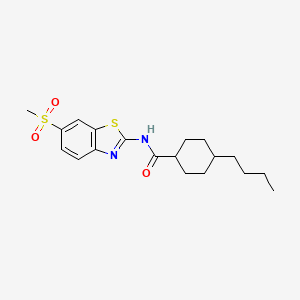 4-butyl-N-[6-(methylsulfonyl)-1,3-benzothiazol-2-yl]cyclohexanecarboxamide