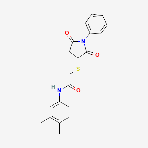 N-(3,4-dimethylphenyl)-2-(2,5-dioxo-1-phenylpyrrolidin-3-yl)sulfanylacetamide