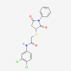 N-(3,4-dichlorophenyl)-2-(2,5-dioxo-1-phenylpyrrolidin-3-yl)sulfanylacetamide