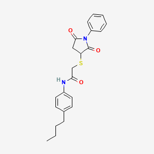 N-(4-butylphenyl)-2-(2,5-dioxo-1-phenylpyrrolidin-3-yl)sulfanylacetamide