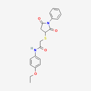 molecular formula C20H20N2O4S B4157572 2-(2,5-dioxo-1-phenylpyrrolidin-3-yl)sulfanyl-N-(4-ethoxyphenyl)acetamide 