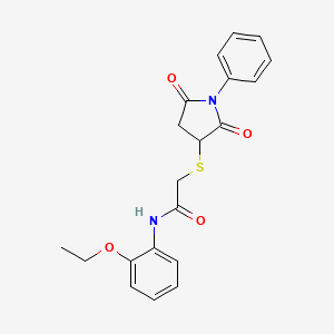 molecular formula C20H20N2O4S B4157578 2-(2,5-dioxo-1-phenylpyrrolidin-3-yl)sulfanyl-N-(2-ethoxyphenyl)acetamide 