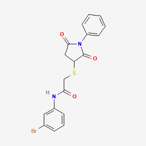 N-(3-bromophenyl)-2-(2,5-dioxo-1-phenylpyrrolidin-3-yl)sulfanylacetamide