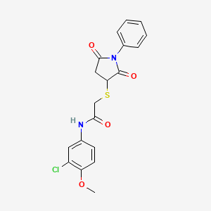 N-(3-chloro-4-methoxyphenyl)-2-(2,5-dioxo-1-phenylpyrrolidin-3-yl)sulfanylacetamide