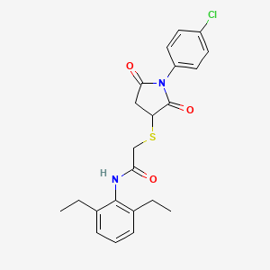 2-[1-(4-chlorophenyl)-2,5-dioxopyrrolidin-3-yl]sulfanyl-N-(2,6-diethylphenyl)acetamide