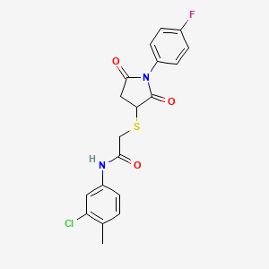 N-(3-chloro-4-methylphenyl)-2-[1-(4-fluorophenyl)-2,5-dioxopyrrolidin-3-yl]sulfanylacetamide